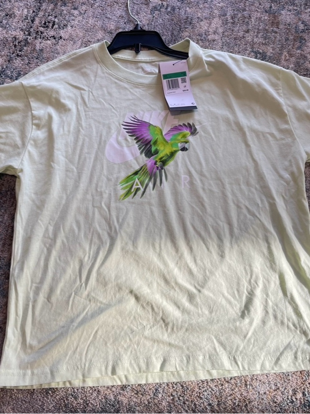 Kids Nike Air Parrot Graphic Tee - Light Yellow with Green & Purple